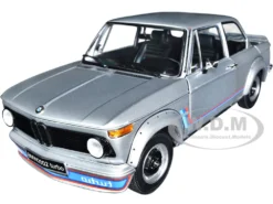 BMW 2002 Turbo Silver With Red And Blue Stripes 1/18 Diecast Model Car By Kyosho