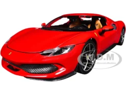 Ferrari 296 GTB Red "Race + Play" Series 1/18 Diecast Model Car By Bburago