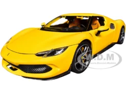 Ferrari 296 GTB Yellow "Race + Play" Series 1/18 Diecast Model Car By Bburago