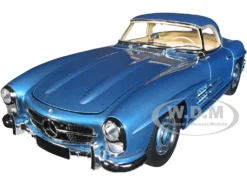 1958 Mercedes-Benz 300 SL Roadster (W198) Blue Metallic 1/18 Diecast Model Car By Minichamps