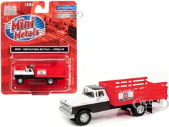 1960 Ford Stake Bed Truck "Phillips 66" Black And White With Red Stakes 1/87 (HO) Scale Model Car By Classic Metal Works