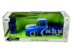 1956 Ford F-100 Pickup Truck Metallic Light Blue With White Stripes And Extra Wheels "Just Trucks" Series 1/24 Diecast Model Car By Jada -SOLIDO Shop 31541 5 98105.1571976867.1280.1280