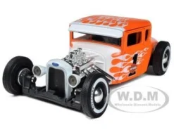 1929 Ford Model A #1 "Harley Davidson" Orange With White Flames 1/24 Diecast Model Car By Maisto