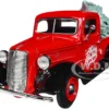 1937 Ford Pickup Truck Red And Black "Merry Christmas" With Tree Accessory 1/24 Diecast Model Car By Motormax
