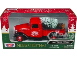 1937 Ford Pickup Truck Red And Black "Merry Christmas" With Tree Accessory 1/24 Diecast Model Car By Motormax -SOLIDO Shop 73233RBIXMT 6 79814.1702325276.1280.1280