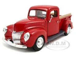 1940 Ford Pickup Truck Red 1/24 Diecast Model Car By Motormax