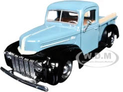 1942-47 Ford "Jailbar" Pickup Truck Blue And Black "Timeless Legends" Series 1/24 Diecast Model Car By Motormax
