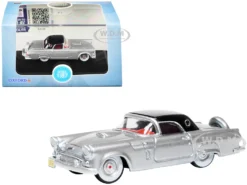 1956 Ford Thunderbird Gray Metallic With Raven Black Top 1/87 (HO) Scale Diecast Model Car By Oxford Diecast