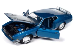 1971 Ford Mustang Mach 1 Blue Metallic With Silver Hood "Muscle Car & Corvette Nationals" (MCACN) "American Muscle" Series 1/18 Diecast Model Car By Auto World -SOLIDO Shop AMM1335 2 17879.1740174597.1280.1280