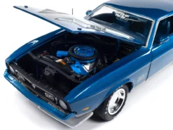 1971 Ford Mustang Mach 1 Blue Metallic With Silver Hood "Muscle Car & Corvette Nationals" (MCACN) "American Muscle" Series 1/18 Diecast Model Car By Auto World -SOLIDO Shop AMM1335 3 53697.1740174598.1280.1280