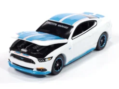 2016 Ford Mustang GT King Premier Edition "Petty's Garage" Oxford White With Petty Blue Stripes "Modern Muscle" Series 1/64 Diecast Model Car By Auto World -SOLIDO Shop AWSP178B 2 05677.1741800571.1280.1280
