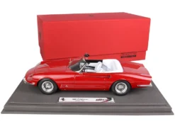 1966 Ferrari 365 California S/N 9935 Convertible Red With White Interior With DISPLAY CASE Limited Edition To 108 Pieces Worldwide 1/18 Model Car By BBR