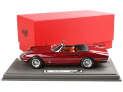 1966 Ferrari 365 California S/N 10077 Convertible Rosso Rubino Red Metallic With DISPLAY CASE Limited Edition To 200 Pieces Worldwide 1/18 Model Car By BBR