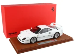 Ferrari F40 White With Silver Rims With DISPLAY CASE Limited Edition To 102 Pieces Worldwide 1/18 Diecast Model Car By BBR And Kyosho
