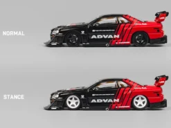 Nissan Skyline LB-ER34 "Super Silhouette" RHD (Right Hand Drive) "ADVAN" Black And Red With Extra Wheels 1/64 Diecast Model Car By CM Model -SOLIDO Shop CM64 ER34 05 2 38385.1744036630.1280.1280
