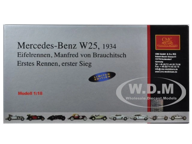 Mercedes W25 #20 1934 Eifelrennen #20 M.V.Brauchitsch Limited To 2000pc 1/18 Diecast Model Car By CMC 6 Mercedes W25 #20 1934 Eifelrennen #20 M.V.Brauchitsch Limited To 2000pc 1/18 Diecast Model Car By CMC - Image 6