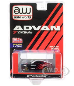 2017 Ford Mustang "ADVAN Yokohama" Red And Black Limited Edition To 3,600 Pieces Worldwide 1/64 Diecast Model Car By Auto World
