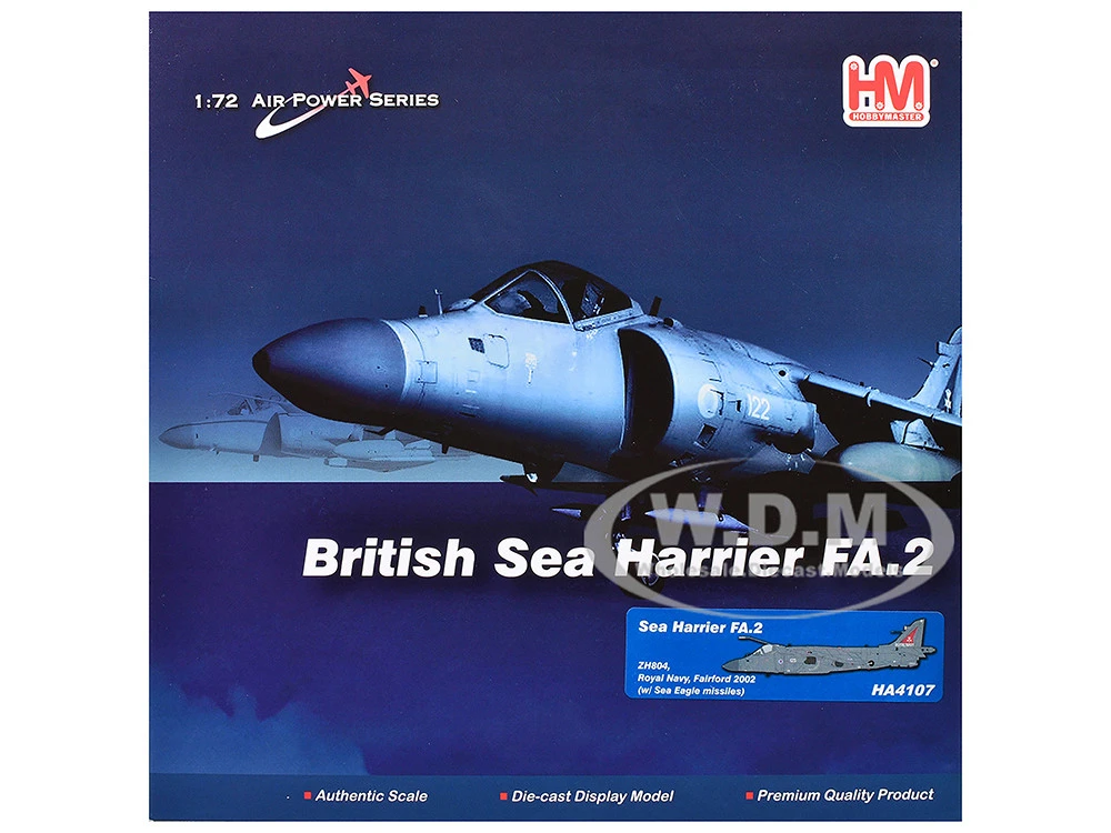 British Aerospace Sea Harrier FA.2 Aircraft With Sea Eagle Missiles "ZH804, Fairford" (2002) British Royal Navy "Air Power Series" 1/72 Diecast Model By Hobby Master 6 British Aerospace Sea Harrier FA.2 Aircraft With Sea Eagle Missiles "ZH804, Fairford" (2002) British Royal Navy "Air Power Series" 1/72 Diecast Model By Hobby Master - Image 6