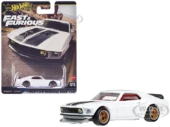 1969 Ford Mustang Boss 302 White With Black Stripes "Fast & Furious 6" (2013) Movie "Premium" Series Diecast Model Car By Hot Wheels