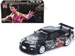 Nissan Skyline GT-R (R34) RHD (Right Hand Drive) Black "Bruce Lee Legacy 50 Year Anniversary" 1/64 Diecast Model Car By Inno Models