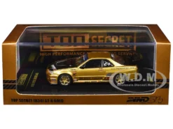 Nissan Skyline GT-R (R34) RHD (Right Hand Drive) "Top Secret" Gold Metallic With Carbon Hood And Trunk 1/64 Diecast Model Car By Inno Models -SOLIDO Shop IN64 R34TS GOLD BOX 59076.1753465243.1280.1280