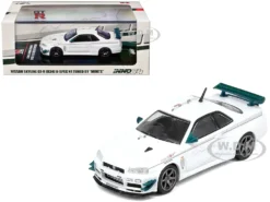 Nissan Skyline GT-R (R34) V-SPEC N1 RHD (Right Hand Drive) "Tuned By Mine's" White 1/64 Diecast Model Car By Inno Models