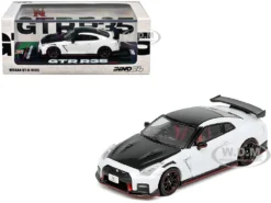 Nissan GT-R (R35) Nismo RHD (Right Hand Drive) White With Carbon Hood And Top 1/64 Diecast Model Car By Inno Models