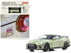 Nissan GT-R Premium Edition T-Spec RHD (Right Hand Drive) Jade Green Metallic With Mini Book No.11 1/64 Diecast Model Car By Kyosho