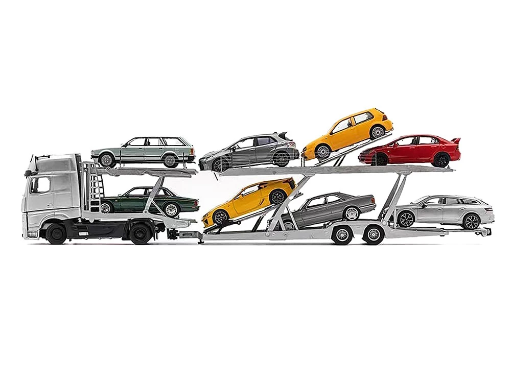 Mercedes-Benz Actros Auto Transporter White 1/64 Diecast Model By GCD 2 Mercedes-Benz Actros Auto Transporter White 1/64 Diecast Model By GCD - Image 2