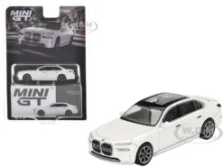 BMW I7 XDrive60 Mineral White Metallic Limited Edition 1/64 Diecast Model Car By Mini GT