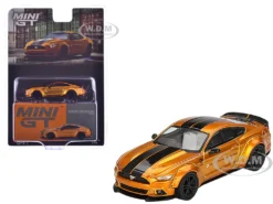Ford Mustang "LB-Works" LB Gold Metallic With Black Stripes Limited Edition 1/64 Diecast Model Car By Mini GT