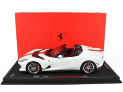 Ferrari 812 Competizione Aperta Bianco Italia Matt White With Red Stripe And Red Interior With DISPLAY CASE Limited Edition To 70 Pieces Worldwide 1/18 Model Car By BBR