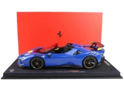Ferrari SF90 XX Spider Dino Azzurro Blue With DISPLAY CASE Limited Edition To 240 Pieces Worldwide 1/18 Model Car By BBR