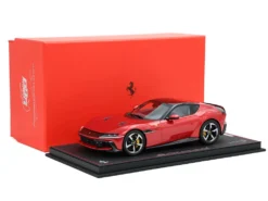 Ferrari 12Cilindri Rosso Imola Red With Black Top With DISPLAY CASE Limited Edition To 200 Pieces Worldwide 1/18 Model Car By BBR