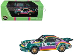 1975 Porsche 911 Carrera RSR 3.0 #5 "Kremer Racing - Vaillant" Green With Stripes 1/64 Diecast Model Car By Paragon Models