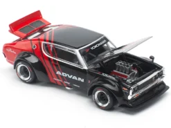 Skyline KPGC110 "Kenmeri" RHD (Right Hand Drive) "ADVAN" Black And Red 1/64 Diecast Model Car By Pop Race -SOLIDO Shop PR640199 2 83704.1741019595.1280.1280