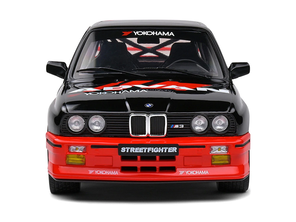 1990 BMW E30 M3 Black And Red With Graphics "ADVAN Drift Team" "Competition" Series 1/18 Diecast Model Car By Solido 7 1990 BMW E30 M3 Black And Red With Graphics "ADVAN Drift Team" "Competition" Series 1/18 Diecast Model Car By Solido - Image 7