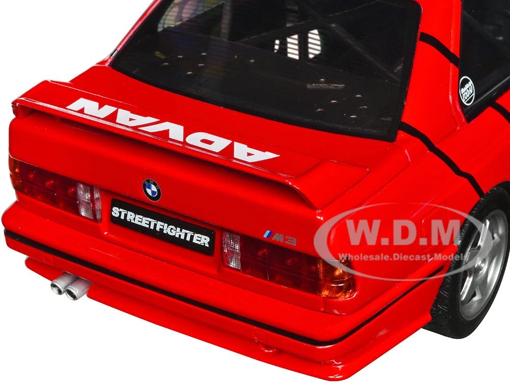 1990 BMW E30 M3 Black And Red With Graphics "ADVAN Drift Team" "Competition" Series 1/18 Diecast Model Car By Solido 3 1990 BMW E30 M3 Black And Red With Graphics "ADVAN Drift Team" "Competition" Series 1/18 Diecast Model Car By Solido - Image 3