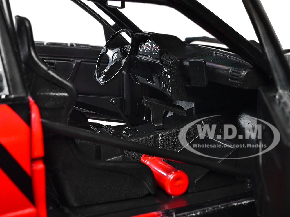 1990 BMW E30 M3 Black And Red With Graphics "ADVAN Drift Team" "Competition" Series 1/18 Diecast Model Car By Solido 4 1990 BMW E30 M3 Black And Red With Graphics "ADVAN Drift Team" "Competition" Series 1/18 Diecast Model Car By Solido - Image 4