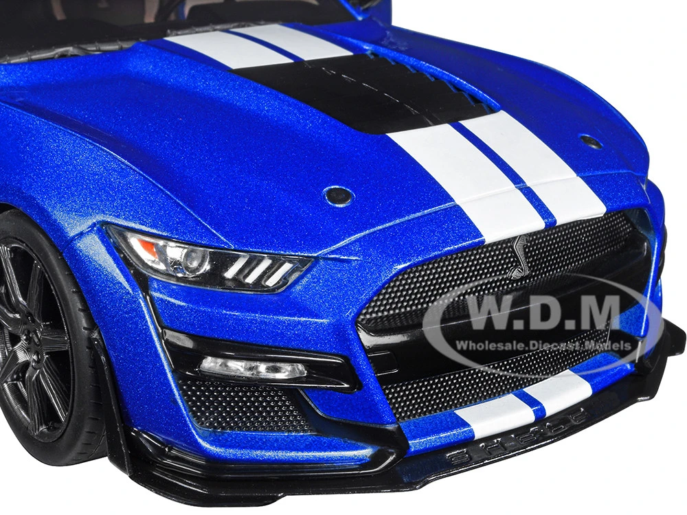 2020 Ford Mustang Shelby GT500 Fast Track Ford Performance Blue Metallic With White Stripes 1/18 Diecast Model Car By Solido 5 2020 Ford Mustang Shelby GT500 Fast Track Ford Performance Blue Metallic With White Stripes 1/18 Diecast Model Car By Solido - Image 5
