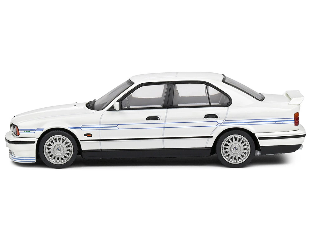 1994 BMW E34 Alpina B10 BiTurbo White With Blue Stripes 1/43 Diecast Model Car By Solido 2 1994 BMW E34 Alpina B10 BiTurbo White With Blue Stripes 1/43 Diecast Model Car By Solido - Image 2