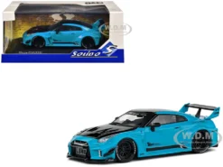 2019 Nissan GT-R (R35) LB-Silhouette Works RHD (Right Hand Drive) Miami Blue With Black Hood And Top 1/43 Diecast Model Car By Solido