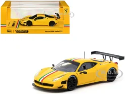 Ferrari 458 Italia GT3 Yellow With Italian Flag Stripes "Road64" Series 1/64 Diecast Model Car By Tarmac Works