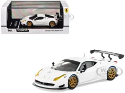 Ferrari 458 Italia GT3 White With Gold Wheels "Road64" Series 1/64 Diecast Model Car By Tarmac Works