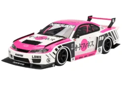 Nissan "LB-Super Silhouette" S15 SILVIA RHD (Right Hand Drive) #99 "Auto Finesse - SEMA 2023" White And Pink 1/18 Model Car By Top Speed