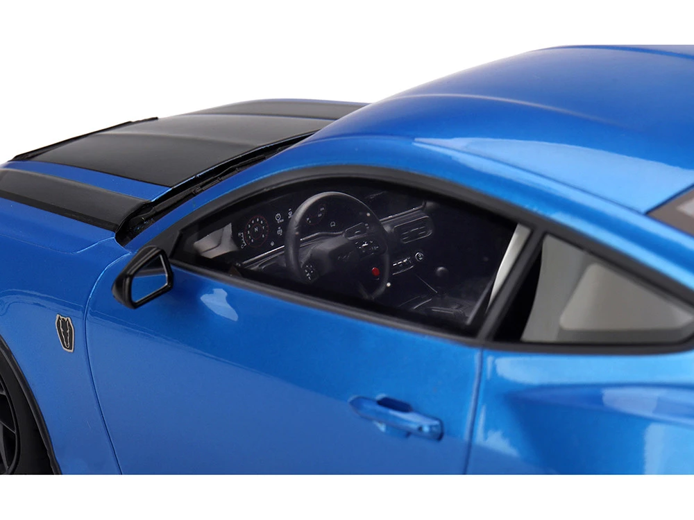 2024 Ford Mustang Dark Horse Grabber Blue Metallic With Black Hood Stripes 1/18 Model Car By Top Speed 2 2024 Ford Mustang Dark Horse Grabber Blue Metallic With Black Hood Stripes 1/18 Model Car By Top Speed - Image 2