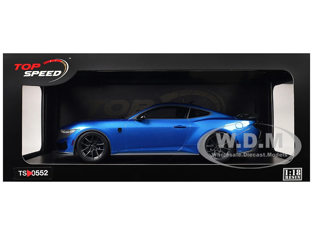 2024 Ford Mustang Dark Horse Grabber Blue Metallic With Black Hood Stripes 1/18 Model Car By Top Speed 6 2024 Ford Mustang Dark Horse Grabber Blue Metallic With Black Hood Stripes 1/18 Model Car By Top Speed - Image 6