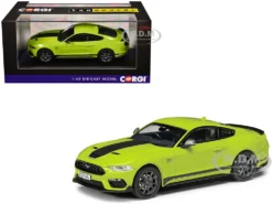 Ford Mustang Mk6 Mach 1 RHD (Right Hand Drive) Grabber Yellow With Black Stripes "Vanguards" Series 1/43 Diecast Model Car By Corgi