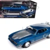 1971 Ford Mustang Mach 1 Blue Metallic With Silver Hood "Muscle Car & Corvette Nationals" (MCACN) "American Muscle" Series 1/18 Diecast Model Car By Auto World